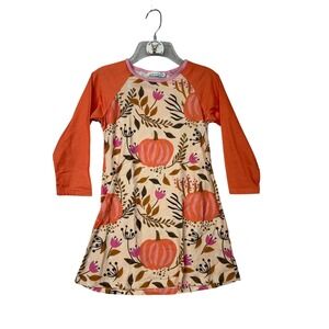 Sunshine Swing Girls Pumpkin Floral‎ Raglan Long Sleeve Dress Size 6 Fall